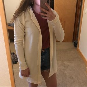 Mono B Hooded Cardigan Barely Worn White Sweater